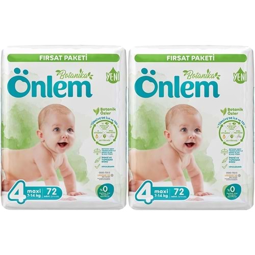 Önlem Bebek Bezi Botanika Beden:4 (4-9KG) Maxi 144 Adet Ekonomik Fırsat Pk