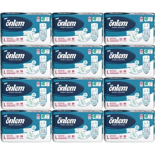 Önlem Yetişkin Bezi Bel Bantlı Tekstil Yüzey L - Large - Büyük 360 Adet (12PK*30)