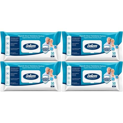 Önlem Hijyenik Vücut Temizleme Islak Mendil Havlu 200 Yaprak (4PK*50)