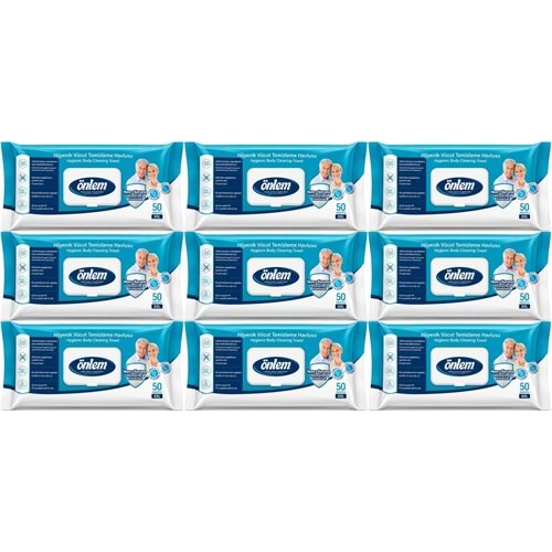 Önlem Hijyenik Vücut Temizleme Islak Mendil Havlu 450 Yaprak (9PK*50)