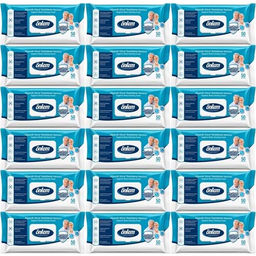 Önlem Hijyenik Vücut Temizleme Islak Mendil Havlu 900 Yaprak (18PK*50)