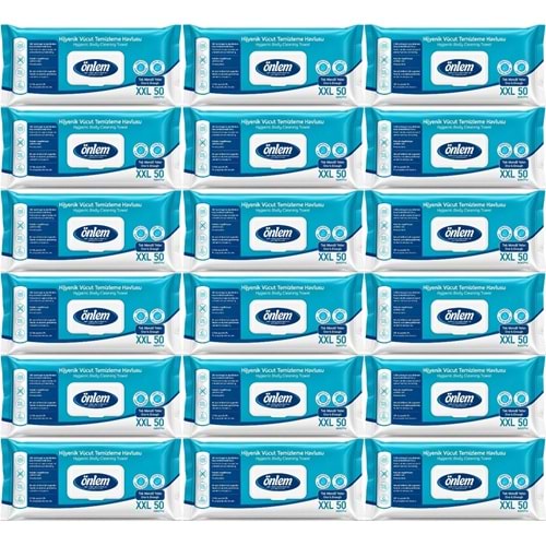 Önlem Hijyenik Vücut Temizleme Islak Mendil Havlu 900 Yaprak (Ebat XXL) (18PK*50)