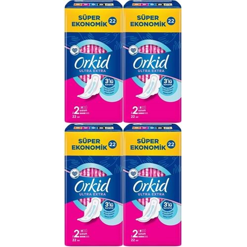 Orkid Hijyenik Ped Ultra Extra Koruma Uzun 88 Adet Süper Ekonomik Pk (4PK*22)