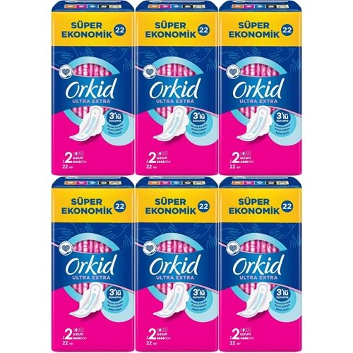Orkid Hijyenik Ped Ultra Extra Koruma Uzun 132 Adet Süper Ekonomik Pk (6PK*22)