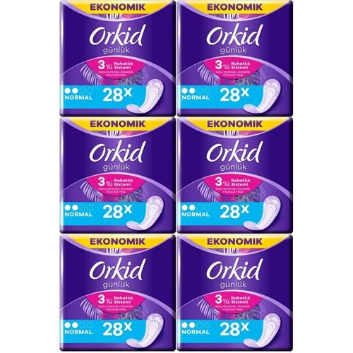 Orkid Günlük Ped Günlük Koruma Normal 168 Adet Ekonomik Paket (Tekli Paketlerde) (6PK*28)