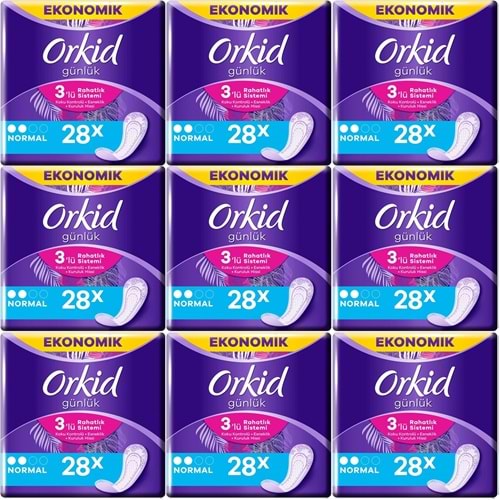 Orkid Günlük Ped Günlük Koruma Normal 252 Adet Ekonomik Paket (Tekli Paketlerde) (9PK*28)