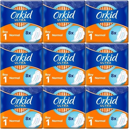 Orkid Hijyenik Ped Ultra Extra Normal 72 Adet Standart Pk (9PK*8)