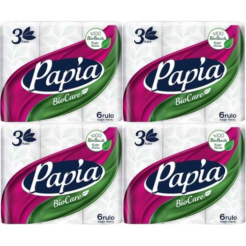 Papia Kağıt Havlu (3 Katlı) 24 Lü Set Bio Care (4PK*6)