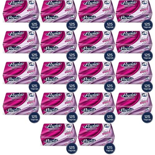 Papia Platinum Pratik Mendil 125 Yaprak (4 Katlı) 2250 Yaprak (18PK*125)