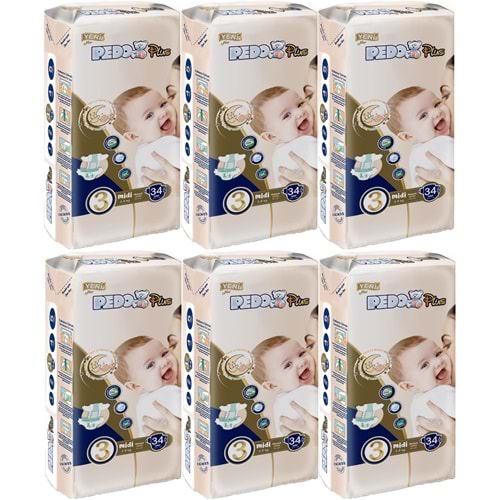 Pedo Plus Bebek Bezi Beden:3 (4-9KG) Midi 204 Adet Jumbo Avantaj Pk