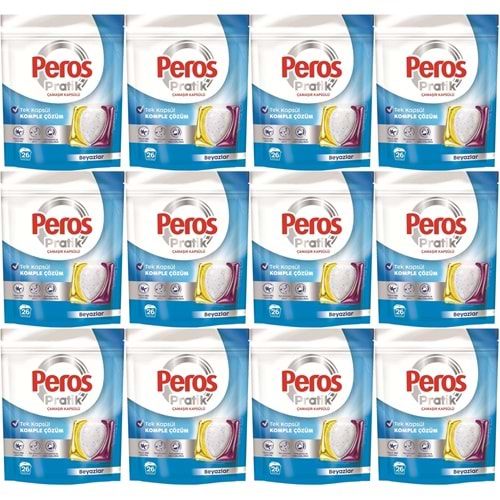 Peros Pratik Matik Çamaşır Deterjanı Kapsülü - Tableti 312 Adet Beyazlar (12PK*26)