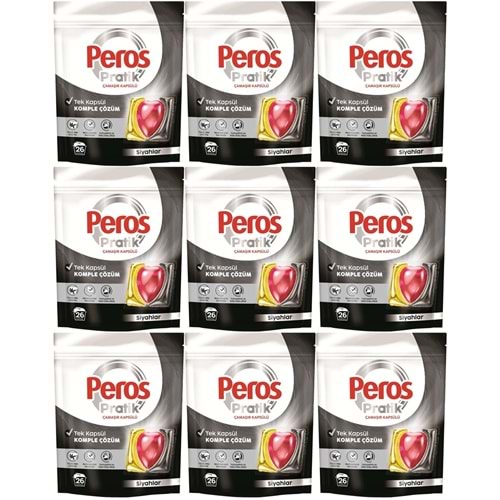 Peros Pratik Matik Çamaşır Deterjanı Kapsülü - Tableti 234 Adet Siyahlar (9PK*26)