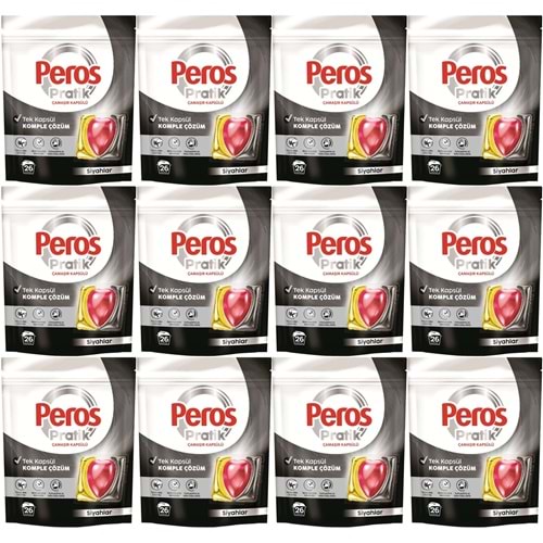 Peros Pratik Matik Çamaşır Deterjanı Kapsülü - Tableti 312 Adet Siyahlar (12PK*26)