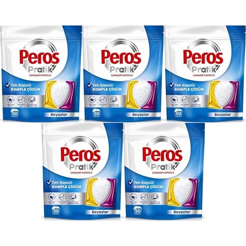 Peros Pratik Matik Çamaşır Deterjanı Kapsülü - Tableti 250 Adet Beyazlar (Avantaj Pk)