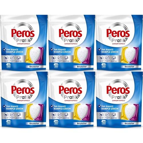Peros Pratik Matik Çamaşır Deterjanı Kapsülü - Tableti 300 Adet Beyazlar (Avantaj Pk)