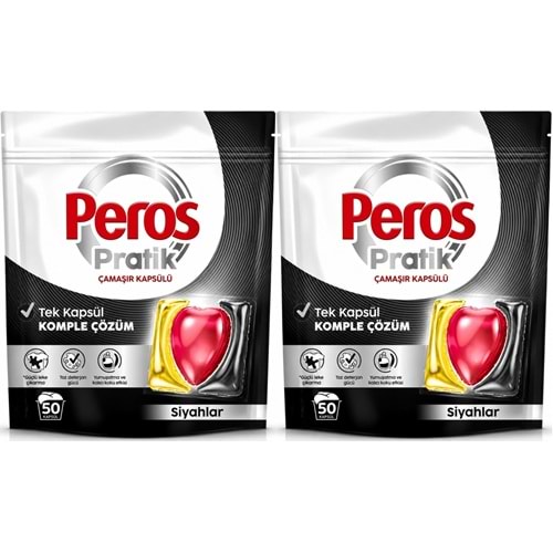 Peros Pratik Matik Çamaşır Deterjanı Kapsülü - Tableti 100 Adet Siyahlar (Avantaj Pk)