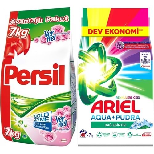 Persil Matik Toz Çamaşır Deterjanı 7KG Gülün Büyüsü (46 Yıkama) + 7KG Renklilere Özel / Dağ Esintisi
