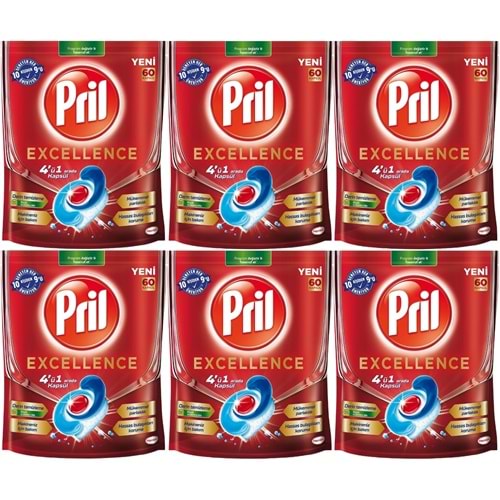 Pril Bulaşık Makinesi Deterjanı Kapsül Tablet Excellence 4 ü 1 Arada 360 Adet (6PK*60)