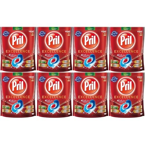 Pril Bulaşık Makinesi Deterjanı Kapsül Tablet Excellence 4 ü 1 Arada 480 Adet (8PK*60)