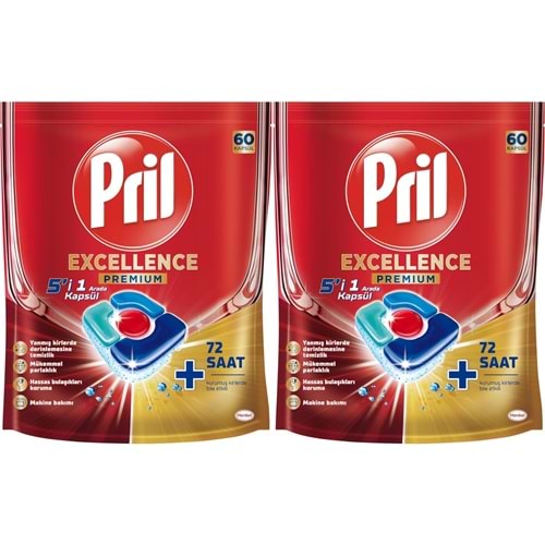 Pril Bulaşık Makinesi Deterjanı Kapsül Tablet Excellence Premium 5 i 1 Arada 120 Adet (2PK*60)