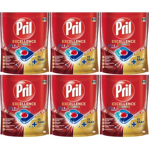 Pril Bulaşık Makinesi Deterjanı Kapsül Tablet Excellence Premium 5 i 1 Arada 360 Adet (6PK*60)