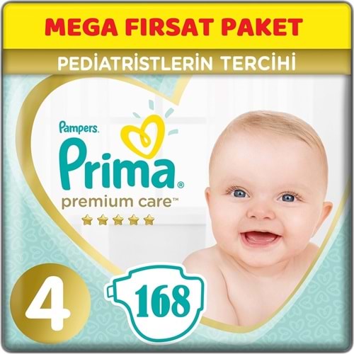 Prima Premium Care Bebek Bezi Beden:4 (9-14) Maxi 168 Adet Mega Fırsat Pk
