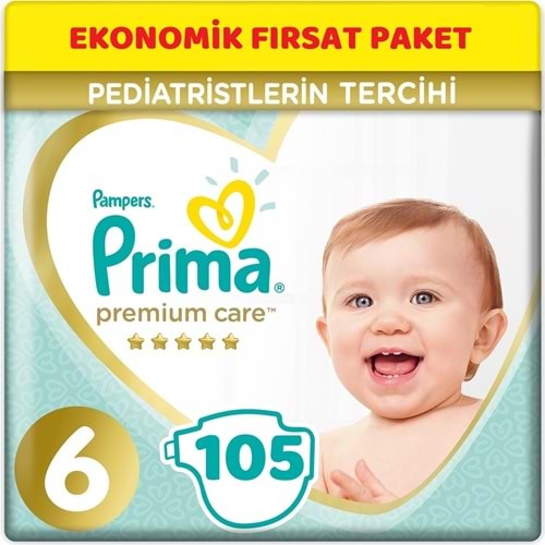 Prima Premium Care Bebek Bezi 6 Beden 13+ KG Extra Large 105 Adet Ekonomik Fırsat Pk