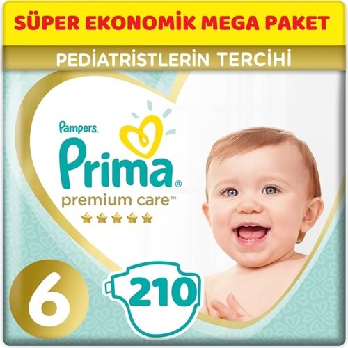 Prima Premium Care Bebek Bezi 6 Beden 13+ KG Extra Large 210 Adet Süper Ekonomik Mega Pk