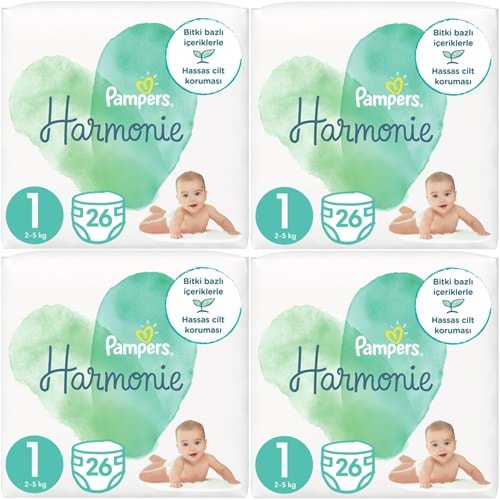 Prima Pampers Harmonie Bebek Bezi Beden:1 (2-5Kg) Yeni Doğan 104 Adet Süper Ekonomik Fırsat Pk