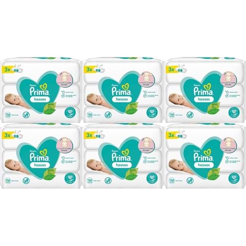 Prima Islak Havlu Mendil Hassas Ciltler İçin Bitki Bazlı Kokusuz (18 Li Set) (6PK*3) 936 Yaprak