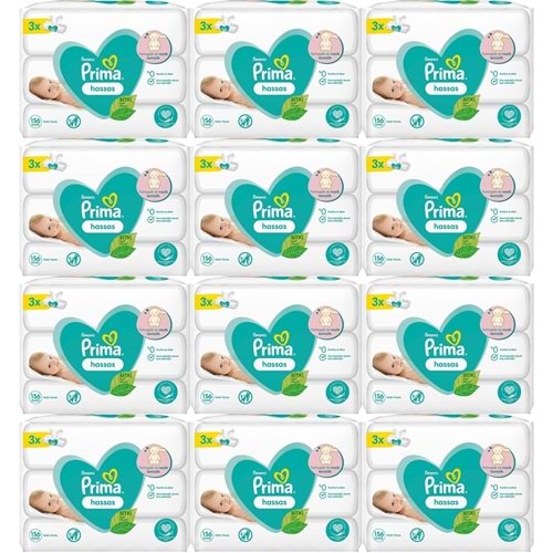 Prima Islak Havlu Mendil Hassas Ciltler İçin Bitki Bazlı Kokusuz (36 Lı Set) (12PK*3) 1872 Yaprak