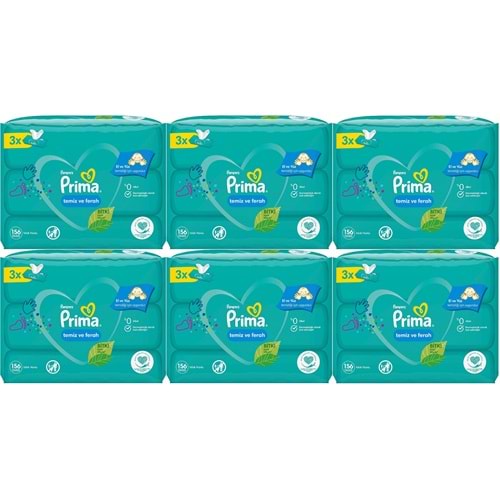 Prima Islak Havlu Mendil Temiz ve Ferah (Bitki Bazlı) 18 Li Set (6PK*3) 936 Yaprak