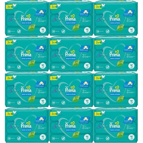 Prima Islak Havlu Mendil Temiz ve Ferah (Bitki Bazlı) 36 Lı Set (12PK*3) 1872 Yaprak