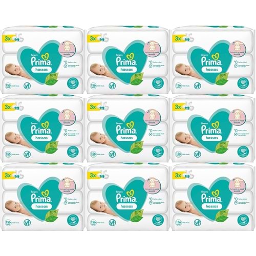 Prima Islak Havlu Mendil Hassas Ciltler İçin Bitki Bazlı Kokusuz (27 Li Set) (9PK*3) 1404 Yaprak
