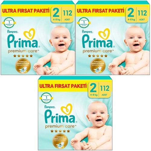 Prima Premium Care Bebek Bezi Beden:2 (4-8KG) Mini 336 Adet Aylık Ultra Fırsat Pk