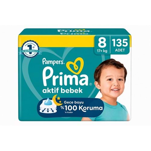 Prima Bebek Bezi 8 Beden 17+ KG XXX Large 135 Adet Süper Mega Pk