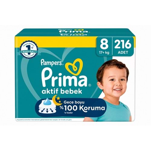 Prima Bebek Bezi 8 Beden 17+ KG XXX Large 216 Adet Süper Ultra Pk