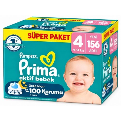 Prima Aktif Bebek Bebek Bezi 4 Beden 9-14 KG Maxi 156 Adet Süper Fırsat Pk