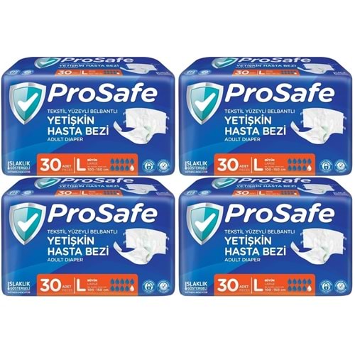 Prosafe Hasta Bezi Yetişkin Bel Bantlı Tekstil Yüzey L - Large - Büyük Boy 120 Adet (4PK*30)