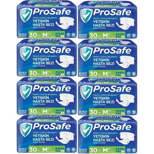 Prosafe Hasta Bezi Yetişkin Bel Bantlı Tekstil Yüzey M - Medium - Orta Boy 240 Adet (8PK*30)