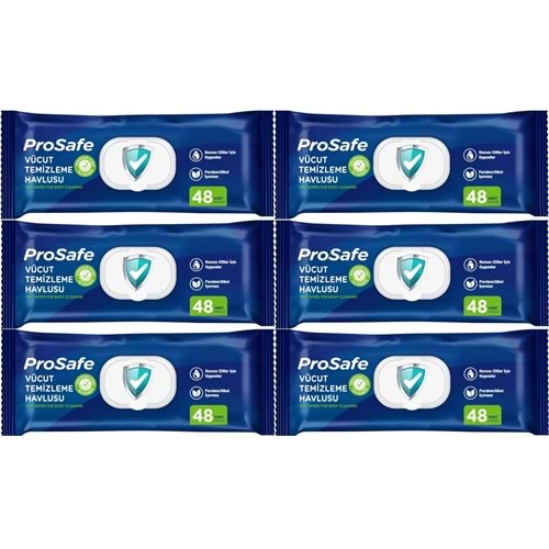 Prosafe Hasta Vücut Temizleme Islak Mendil Havlu 48 Yaprak XL (6 Lı Set) Plastik Kapak