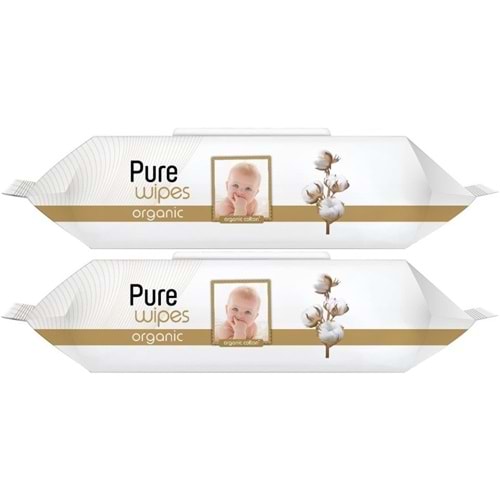 Pure Baby Islak Havlu Mendil 90 Yaprak Yenidoğan Organic Pamuklu (2 Li Set) 180 Yaprak Plst Kapak