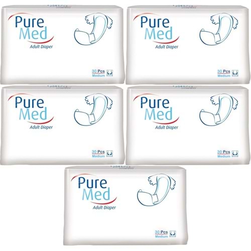 Puremed Hasta Bezi Bel Bantlı Tekstil Yüzey Medium M-Orta 150 Adet (5PK*30)