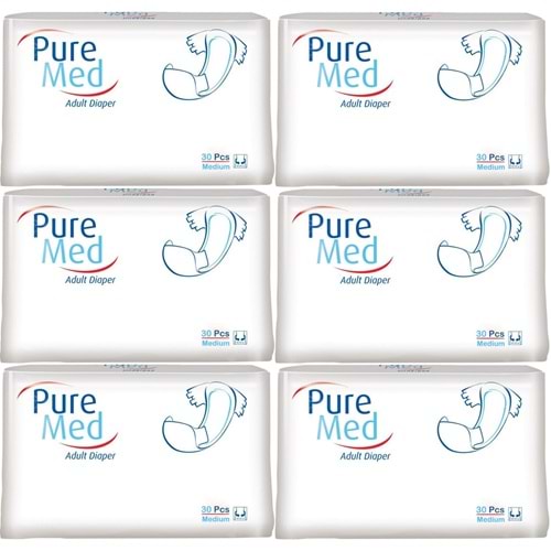 Puremed Hasta Bezi Bel Bantlı Tekstil Yüzey Medium M-Orta 180 Adet (6PK*30)