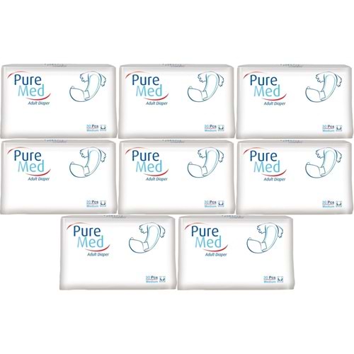 Puremed Hasta Bezi Bel Bantlı Tekstil Yüzey Medium M-Orta 240 Adet (8PK*30)