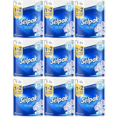 Selpak Kağıt Havlu (3 Katlı) Dev Rulo (9 Lu Set)
