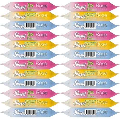 Sleepy Islak Havlu Cep Mendil 15 Yaprak (24 Lü Set) Travel Pk Rose/Garden (8PK*3) 360 Yaprak