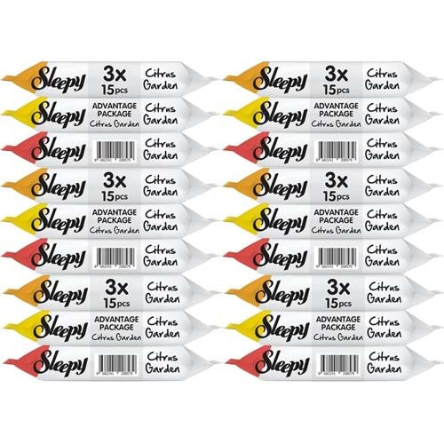 Sleepy Islak Havlu Cep Mendil 15 Yaprak (18 Li Set) Narenciye Bahçesi/Citrus (6PK*3) 270 Yaprak