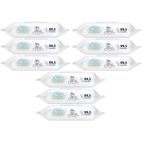 Sleepy Islak Havlu Mendil Bio Natural 40 Yaprak Yeni Doğan (9 Lu Set) Plastik Kapaklı 360 Yaprak