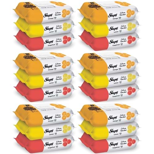 Sleepy Islak Havlu Mendil Meyve Çeşitleri 90 Yaprak (18 Li Set) Plastik Kapaklı (Citrus Garden)
